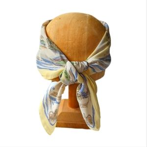 Silk Scarf  - Vintage 58" Square With Highlights of England